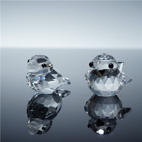 2pc Swarovski Crystal Figurines, Sparrows 169685 and 010017