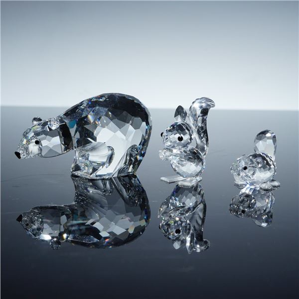 3pc Swarovski Crystal Animal Figurines- Bear, Squirrel & Baby Beaver