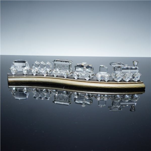 7pc Swarovski Crystal Figurines, Train Set and Display Stand