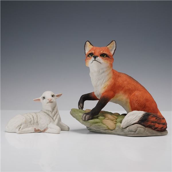 2pc Boehm Porcelain Figurines, Fox & Lamb