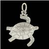 Image 2 : Solid 14K White Gold Detailed Polished Finish Turtle Charm Pendant w/ Bail