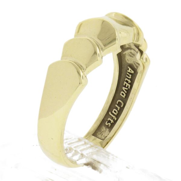 Estate Solid 14K Yellow Gold Polished Finish Stackable Pyramid Style Band Ring