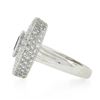 Image 6 : Platinum Oval Bezel Sapphire Pave Diamond Covered Milgrain Platter Cocktail Ring