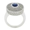 Image 8 : Platinum Oval Bezel Sapphire Pave Diamond Covered Milgrain Platter Cocktail Ring