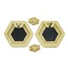 Image 2 : 14k Yellow Gold Polished Black Onyx Hexagon Stud Earrings w/ Butterfly Closures