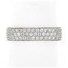 Image 3 : 18k White Gold 1.20 ctw Pave Set Round Diamond Squared 3 Row Eternity Band Ring