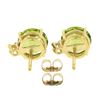 Image 3 : 14k Yellow Gold 2.86 ctw Round Green Peridot w/ Diamond Accent Stud Earrings