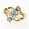 Image 5 : Antique Jabel 14k Gold GIA 1.19 ctw Round Cut Diamond Open Swirl Engagement Ring