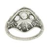Image 7 : Antique Edwardian Platinum European Diamond Milgrain Engraved Dome Mosaic Ring