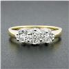 Image 2 : 14k TT Gold 0.55 ctw Round Brilliant Cut Diamond Triple 3 Flower Cluster Band Ri