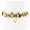 Image 2 : Vintage 14K Gold 6.25" Hardstone Cameo Polished Multi Shape Slide Charm Bracelet