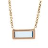 Image 2 : New 14K Rose Gold Emerald Cut Channel Set Blue Topaz Solitaire Pendant & Chain