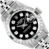 Image 1 : Rolex Ladies Stainless Steel Black Diamond And Emerald Date Wristwatch 26MM