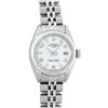 Image 2 : Rolex Ladies Stainless Steel White Dial White Gold Fluted Bezel Wristwatch