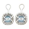 Image 1 : 14K White Gold 20 ctw Aquamarine Cushion Cut w/ Diamond Halo Large Button Earrin