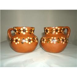 Two Handpainted Clay Pots