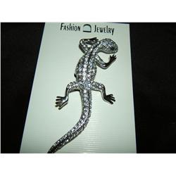 Faceted Crystal Lizard Pin