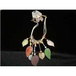 Colorful Pastel Leafy Necklace and Earring Set