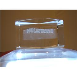 3-D Etched Glass Paperweight - Hollywood