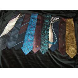 Nine designer silk ties