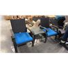 Image 1 : PATIO FLARE WHYLIE 3 PIECE CHAT SET WITH BLUE CUSHIONS