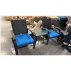 Image 1 : PATIO FLARE WHYLIE 3 PIECE CHAT SET WITH BLUE CUSHIONS
