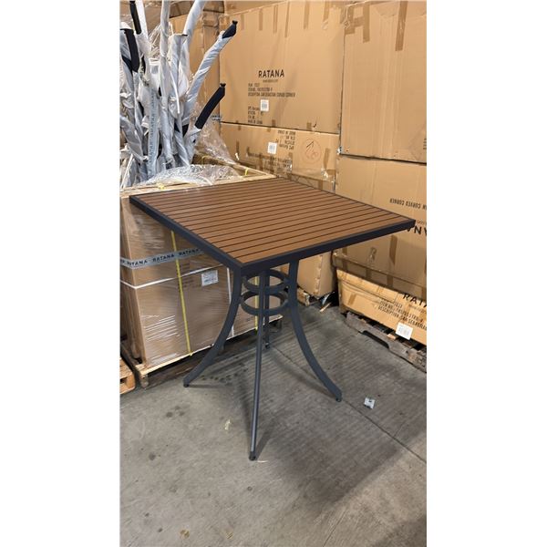 RATANA BAR HEIGHT PATIO TABLE WITH DURAWOOD TABLE TOP APPROXIMATELY 34"X34"