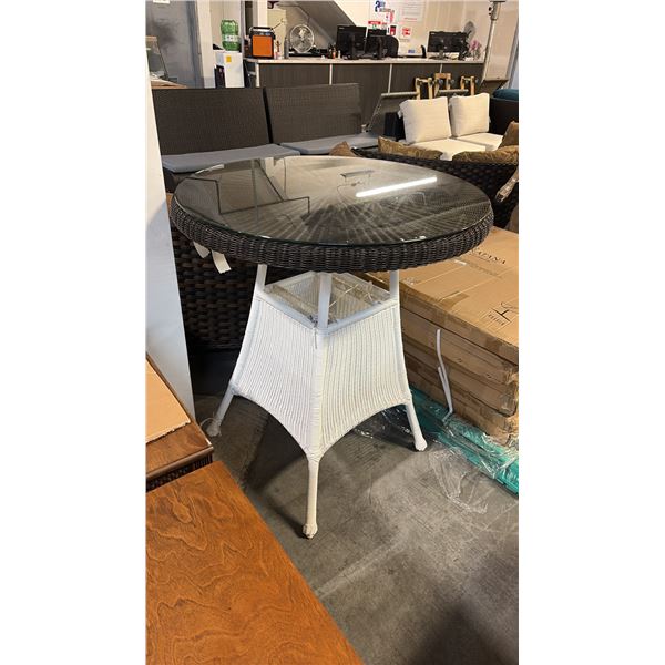 RATANA 36" GLASS TOP PATIO WICKER TABLE