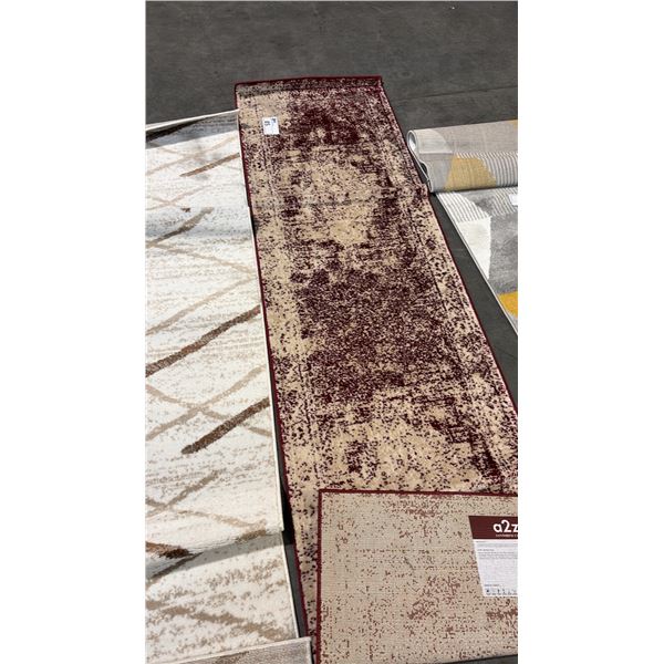 A2ZRUG SANTORINI COLLECTION BEIGE/BURGUNDY PATTERN RUG (230CM X 60CM)