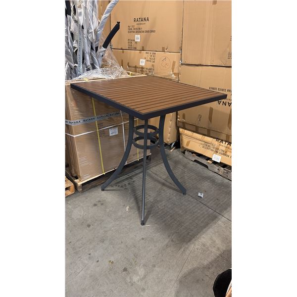 RATANA BAR HEIGHT PATIO TABLE WITH DURAWOOD TABLE TOP APPROXIMATELY 34"X34"