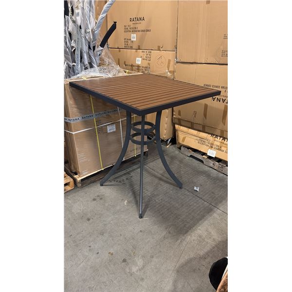 RATANA BAR HEIGHT PATIO TABLE WITH DURAWOOD TABLE TOP APPROXIMATELY 34"X34"
