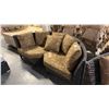 Image 1 : RATANA SAND SEBASTIAN LEAF PATTERN CURVED CORNER CUDDLE COUCH 80"W