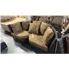 Image 1 : RATANA SAND SEBASTIAN LEAF PATTERN CURVED CORNER CUDDLE COUCH 80"W