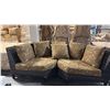 Image 2 : RATANA SAND SEBASTIAN LEAF PATTERN CURVED CORNER CUDDLE COUCH 80"W