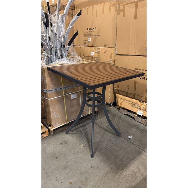 RATANA BAR HEIGHT PATIO TABLE WITH DURAWOOD TABLE TOP APPROXIMATELY 34"X34"