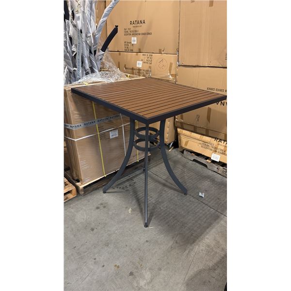 RATANA BAR HEIGHT PATIO TABLE WITH DURAWOOD TABLE TOP APPROXIMATELY 34"X34"