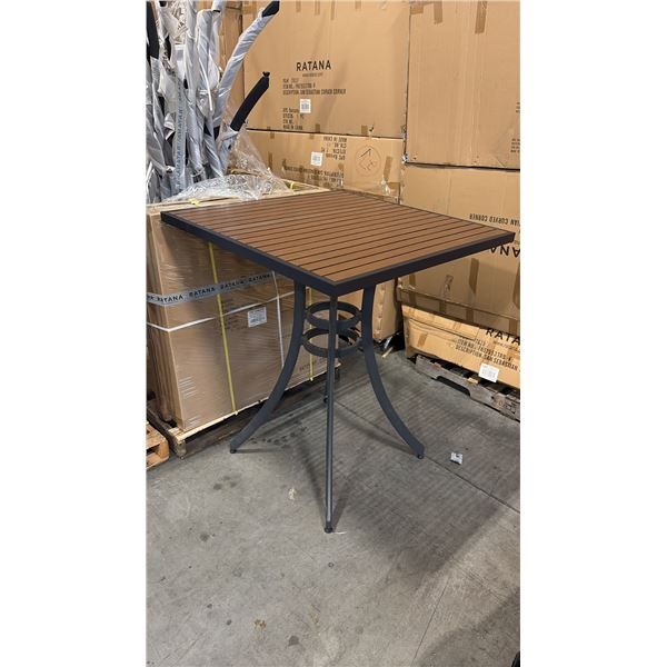 RATANA BAR HEIGHT PATIO TABLE WITH DURAWOOD TABLE TOP APPROXIMATELY 34"X34"