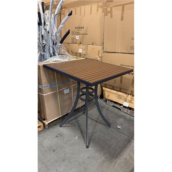 RATANA BAR HEIGHT PATIO TABLE WITH DURAWOOD TABLE TOP APPROXIMATELY 34"X34"