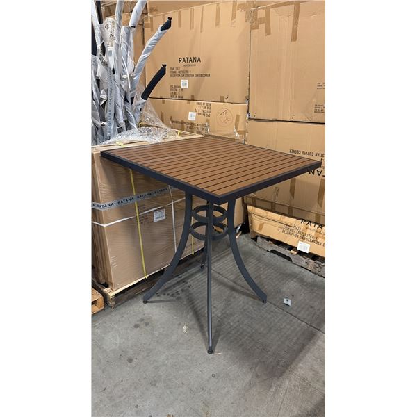 RATANA BAR HEIGHT PATIO TABLE WITH DURAWOOD TABLE TOP APPROXIMATELY 34"X34"