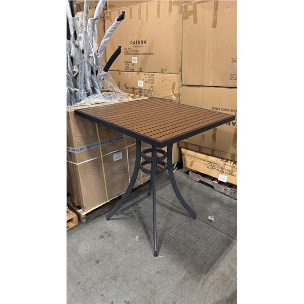 RATANA BAR HEIGHT PATIO TABLE WITH DURAWOOD TABLE TOP APPROXIMATELY 34"X34"