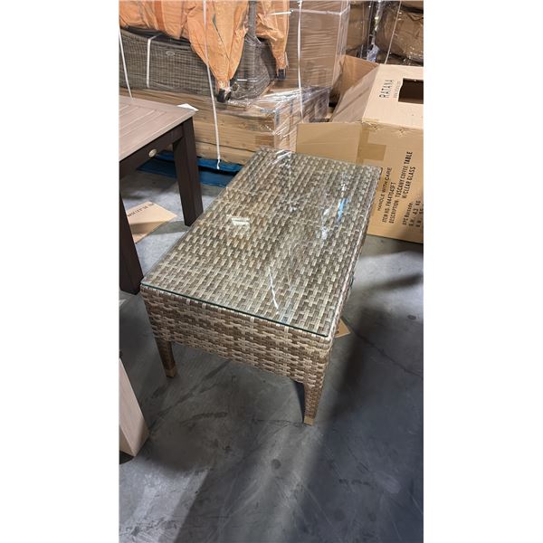 RATANA TUSCANY COFFEE TABLE WITH CLEAR GLASS TOP (93" X 53")