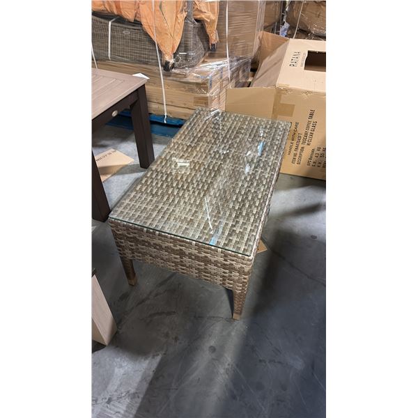 RATANA TUSCANY COFFEE TABLE WITH CLEAR GLASS TOP (93" X 53")