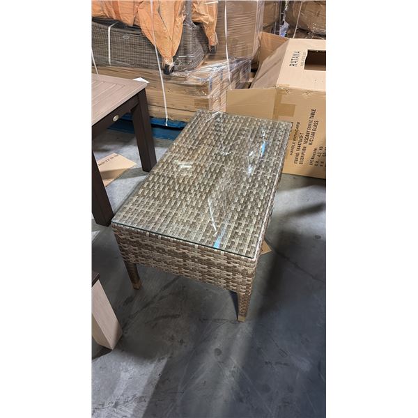 RATANA TUSCANY COFFEE TABLE WITH CLEAR GLASS TOP (93" X 53")