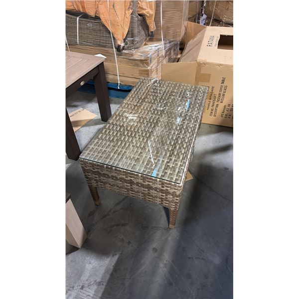 RATANA TUSCANY COFFEE TABLE WITH CLEAR GLASS TOP (93" X 53")