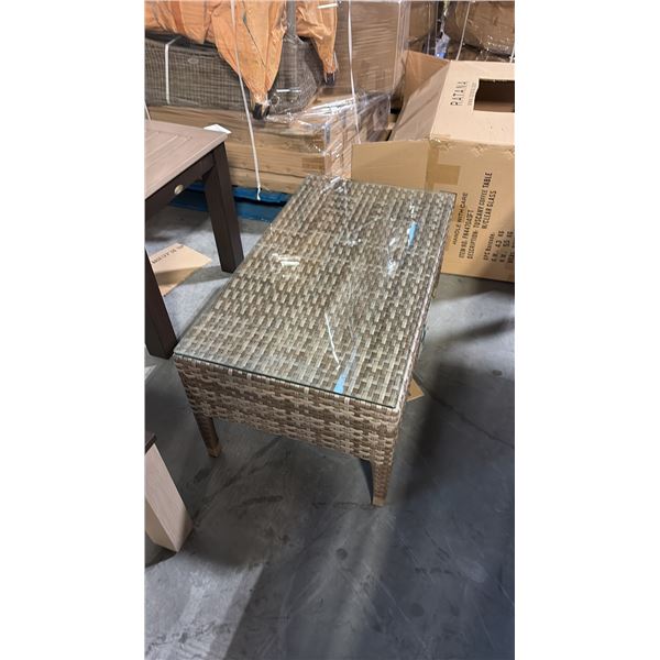 RATANA TUSCANY COFFEE TABLE WITH CLEAR GLASS TOP (93" X 53")