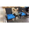 Image 1 : PATIO FLARE WHYLIE 3 PIECE CHAT SET WITH BLUE CUSHIONS