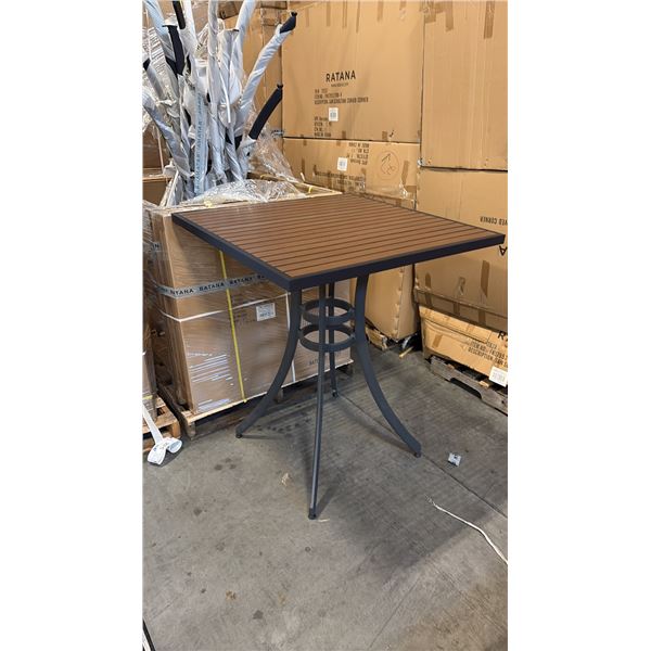 RATANA BAR HEIGHT PATIO TABLE WITH DURAWOOD TABLE TOP APPROXIMATELY 34"X34"