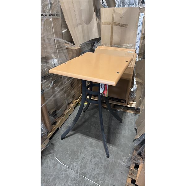 RATANA BAR HEIGHT PATIO TABLE WITH DURAWOOD TABLE TOP APPROXIMATELY 31"X24"