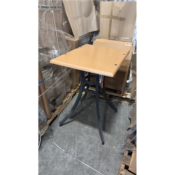 RATANA BAR HEIGHT PATIO TABLE WITH DURAWOOD TABLE TOP APPROXIMATELY 31"X24"