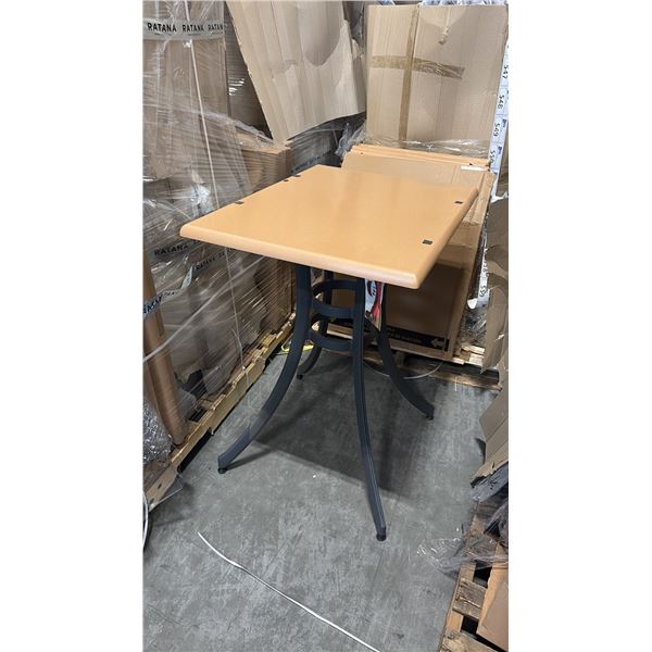 RATANA BAR HEIGHT PATIO TABLE WITH DURAWOOD TABLE TOP APPROXIMATELY 31"X24"